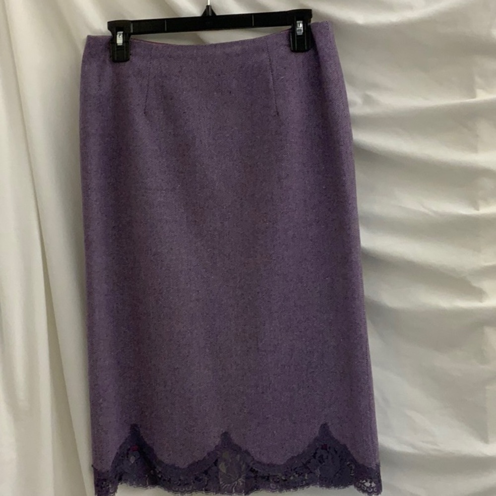 Lavender Tweed Skirt with Lavender Lace Trim by Rebecca Taylor